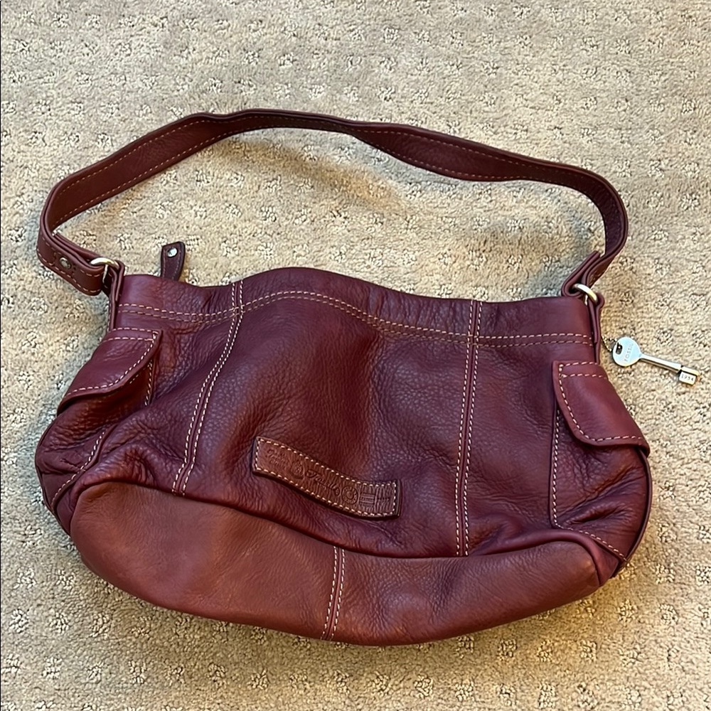 Fossil Purple Leather Hobo Bag
